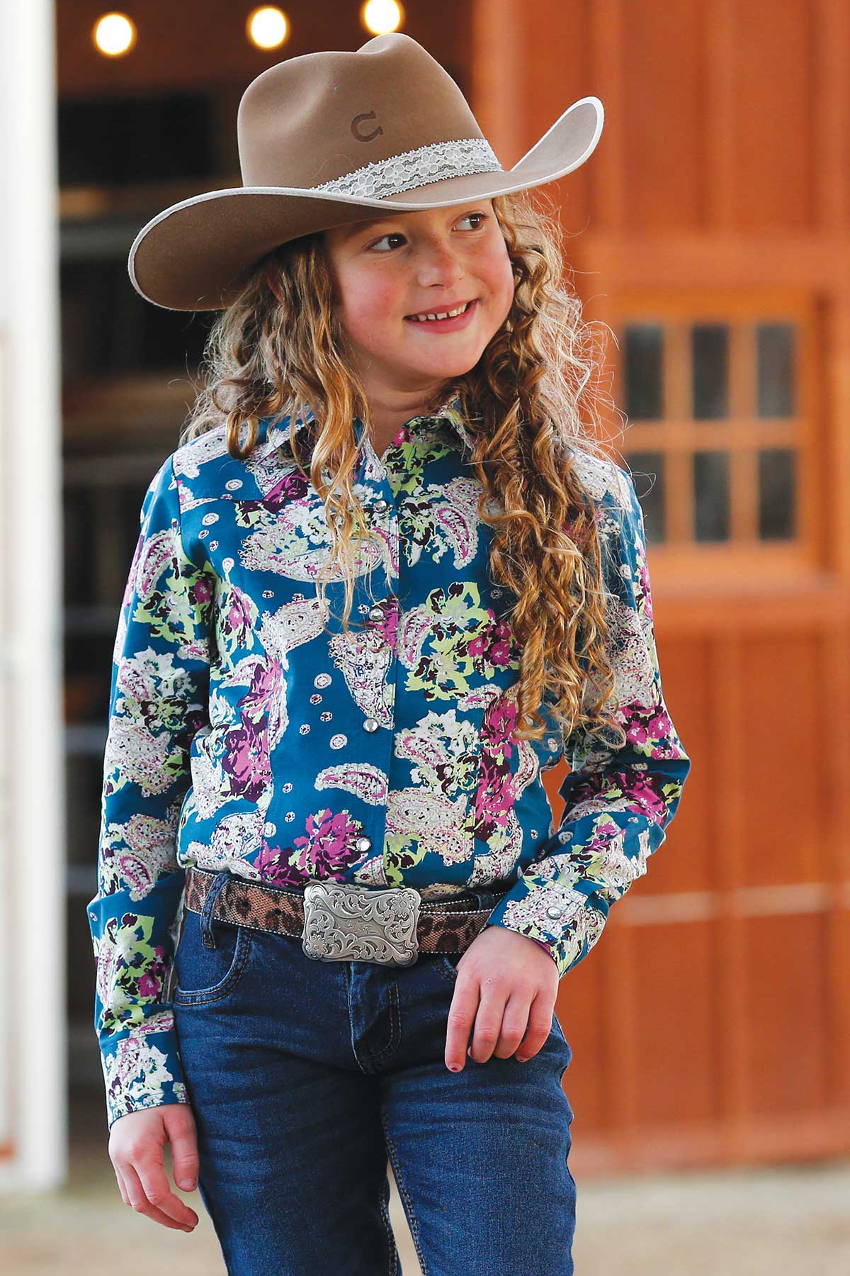 Girl's Western Style Floral Belt Buckle