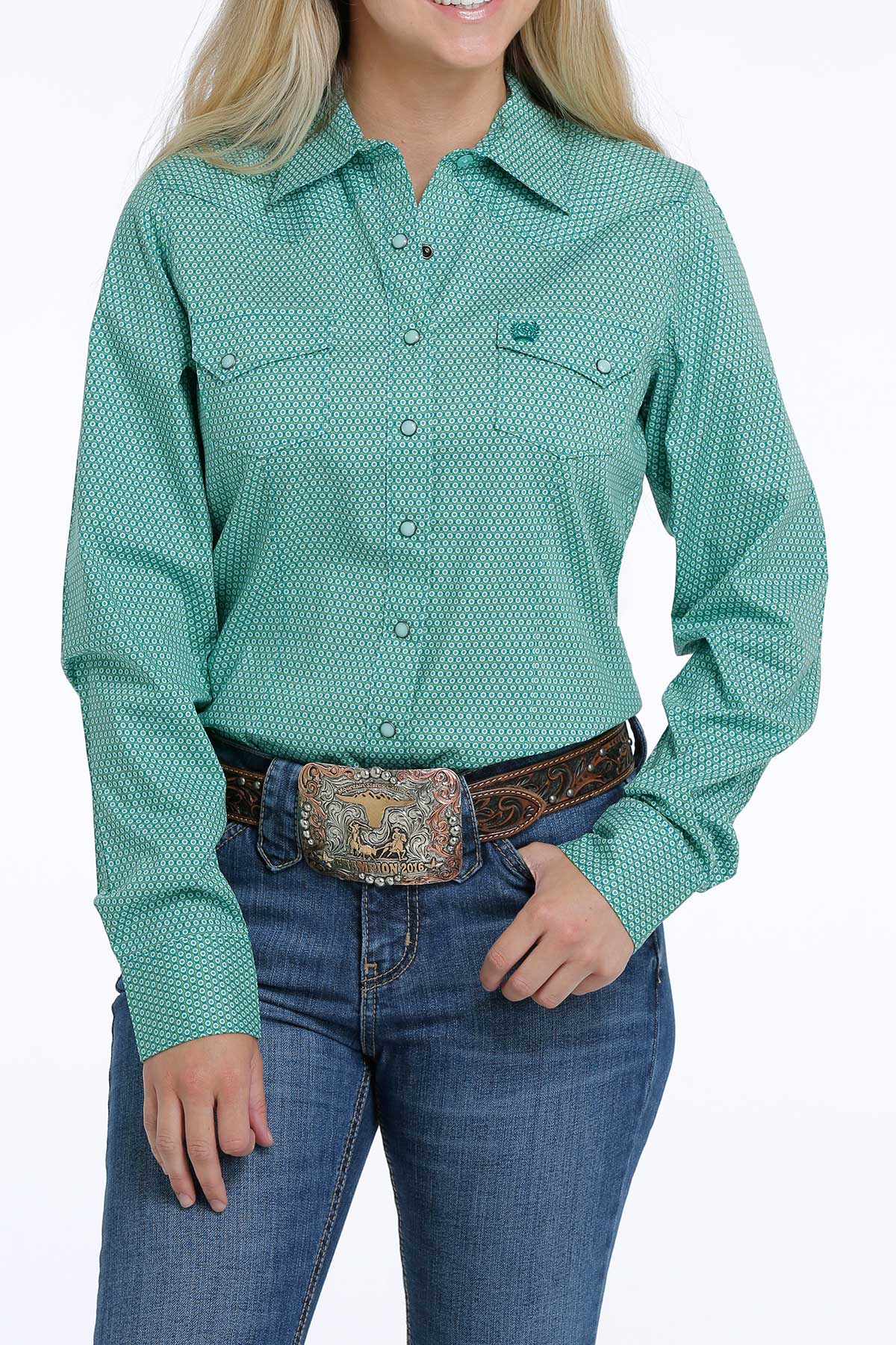 Women's Cinch Green Geometric Print 
